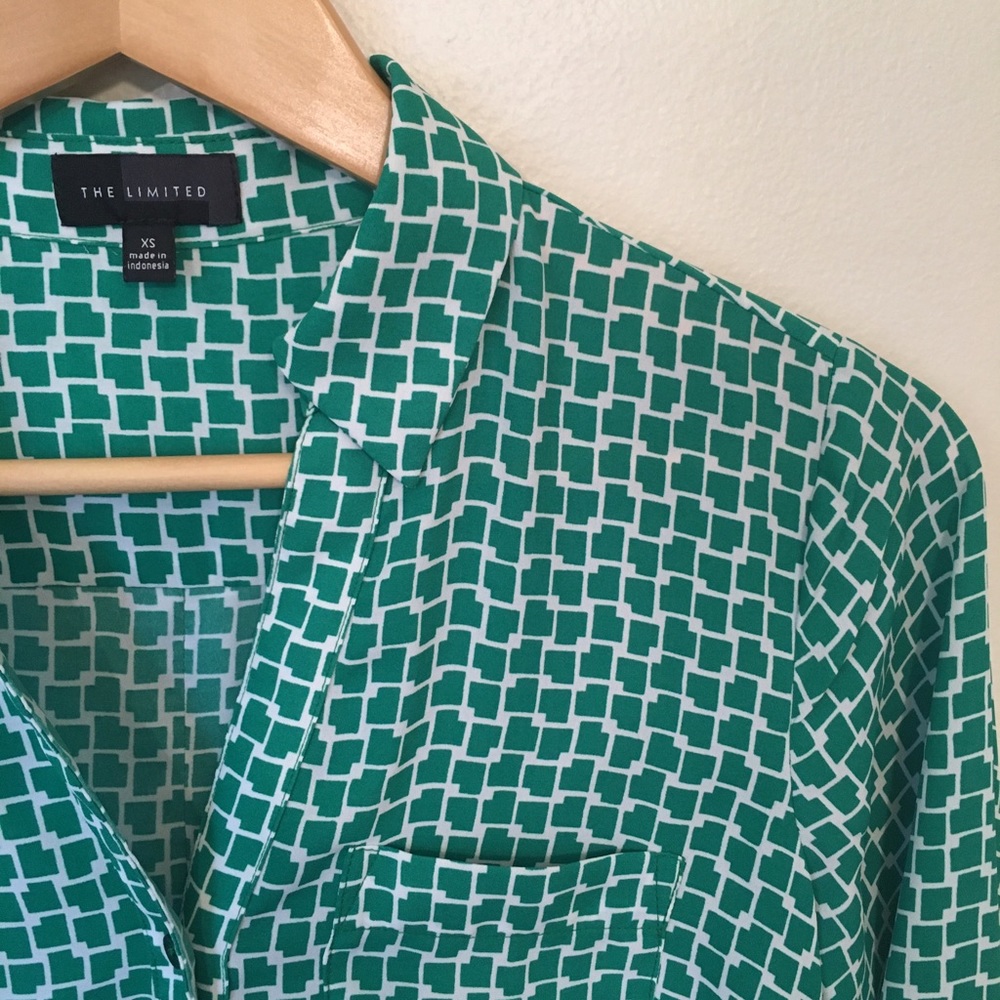 The Limited green and white blouse
